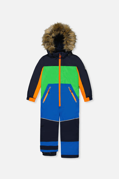Kids One Piece Discover Snowsuit Blue Green And Orange - J10DB77_04006