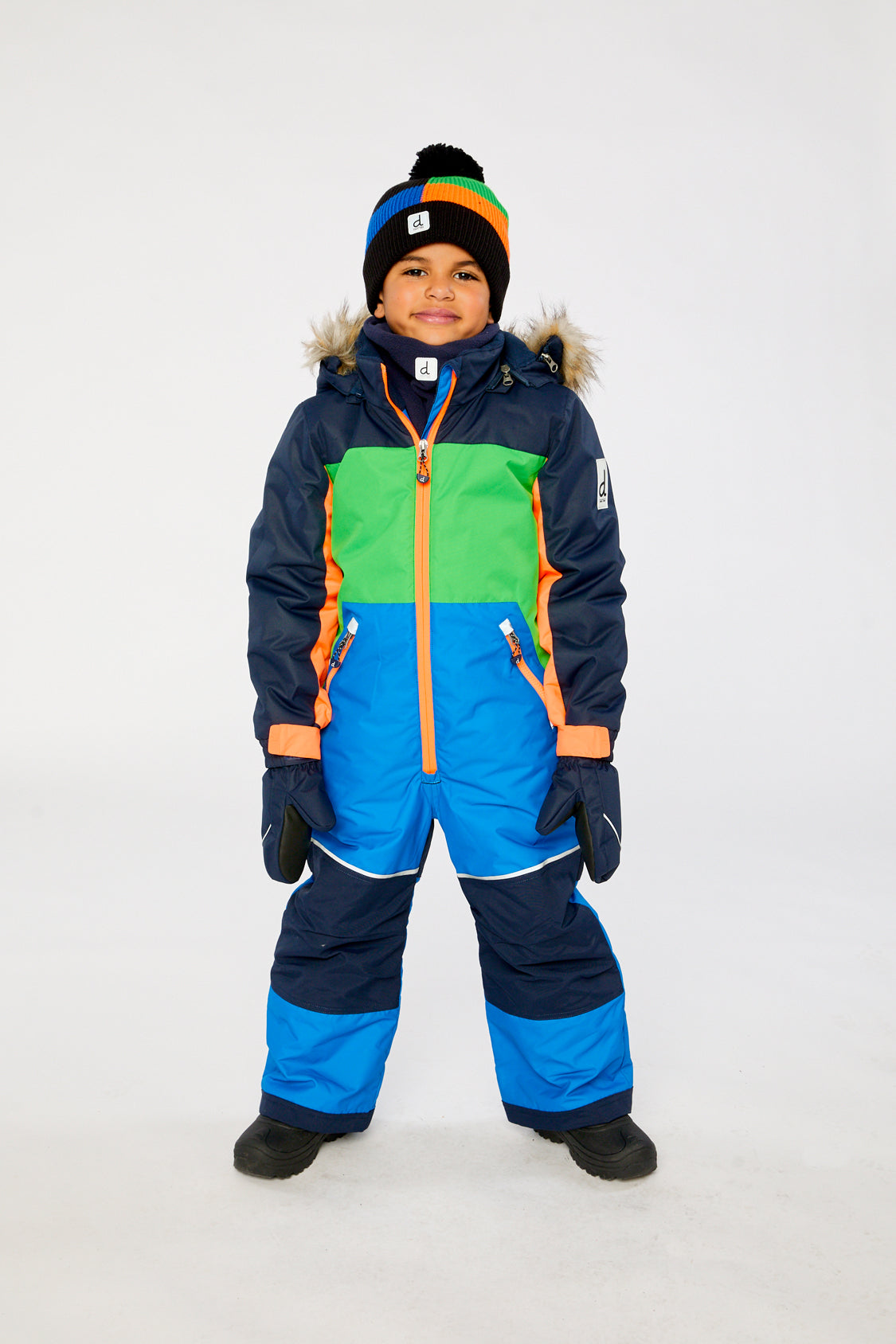Kids One Piece Discover Snowsuit Blue Green And Orange - J10DB77_04006