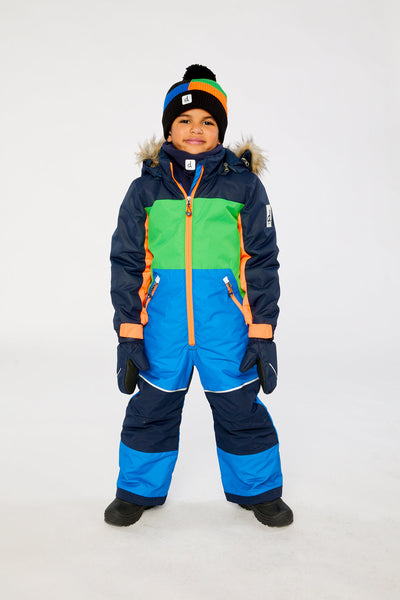 Kids One Piece Discover Snowsuit Blue Green And Orange - J10DB77_04006