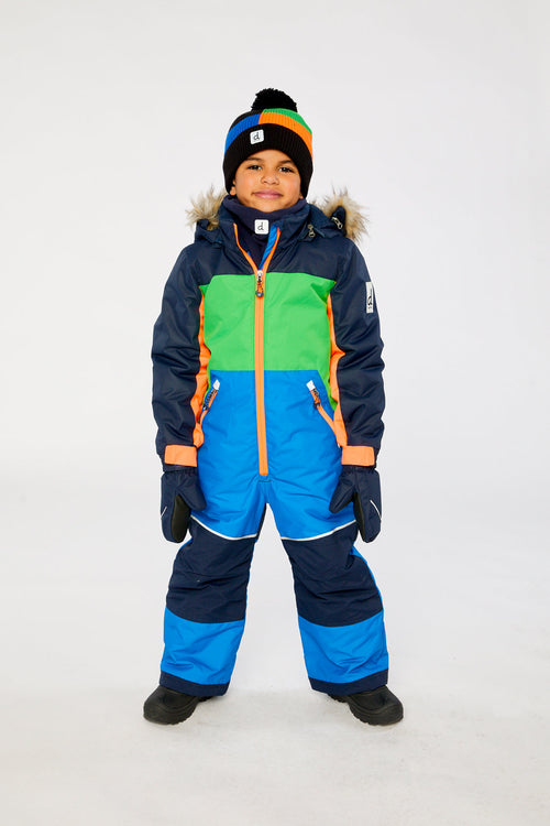 Kids One Piece Discover Snowsuit Blue Green And Orange - J10DB77_04006