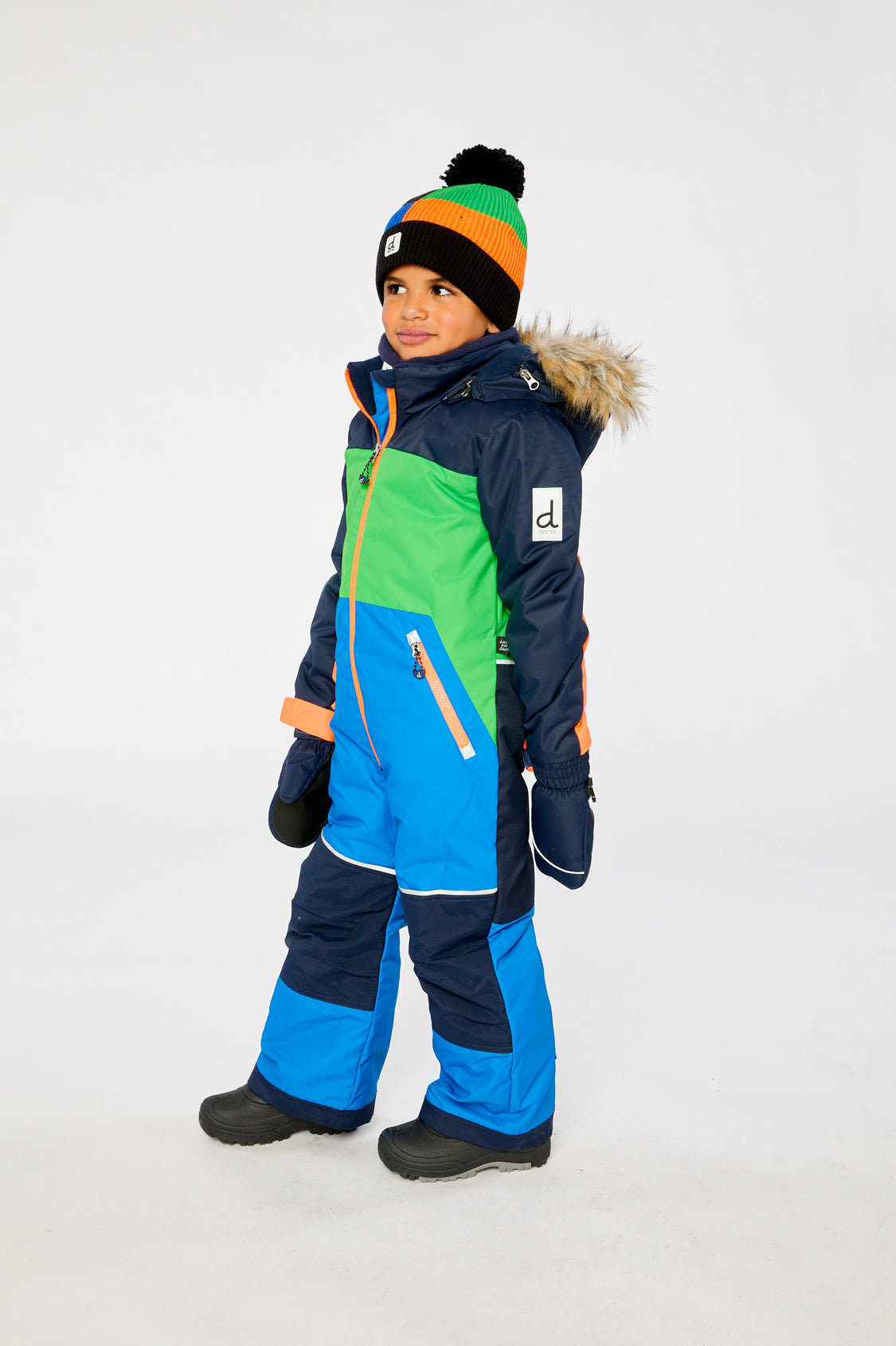 Kids One Piece Discover Snowsuit Blue Green And Orange - J10DB77_04006