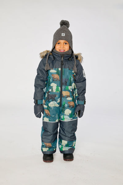Kids One Piece Discover Snowsuit Blue Bear Print - J10DB77_1J052