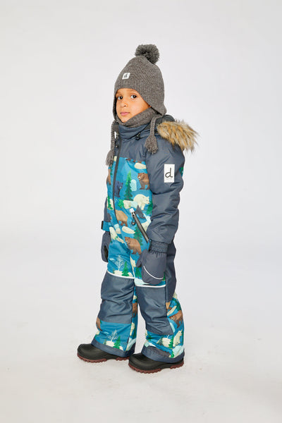 Kids One Piece Discover Snowsuit Blue Bear Print - J10DB77_1J052