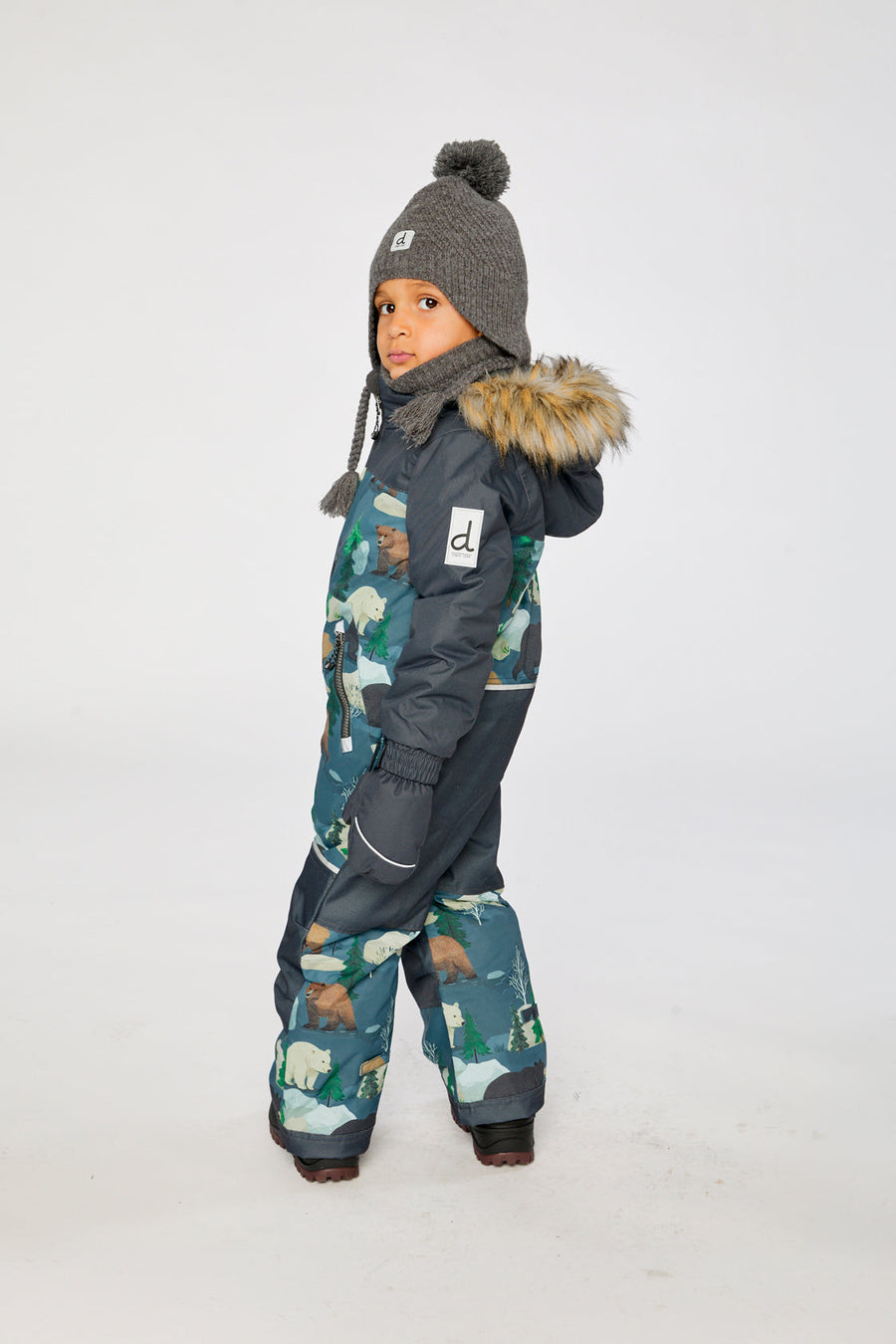 Kids One Piece Discover Snowsuit Blue Bear Print - J10DB77_1J052