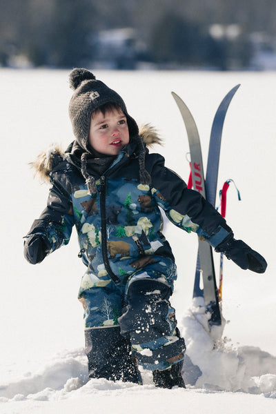 Kids One Piece Discover Snowsuit Blue Bear Print - J10DB77_1J052