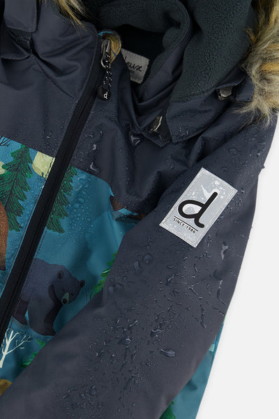 Kids One Piece Discover Snowsuit Blue Bear Print - J10DB77_1J052