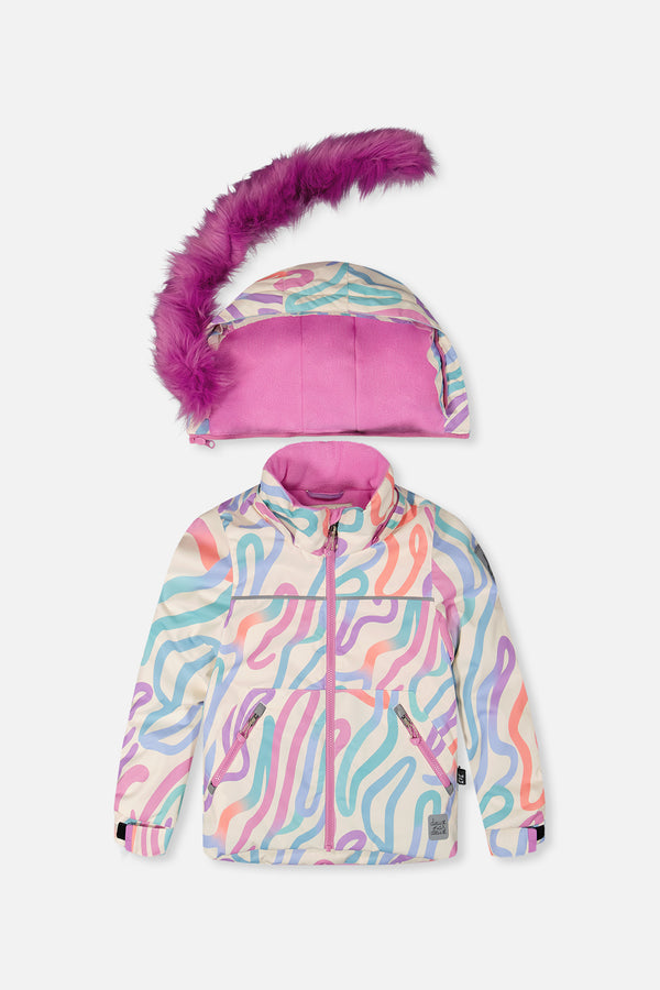 Zweiteiliger Discover-Schneeanzug mit mehrfarbigem Linienprint