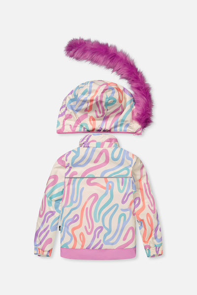Zweiteiliger Discover-Schneeanzug mit mehrfarbigem Linienprint