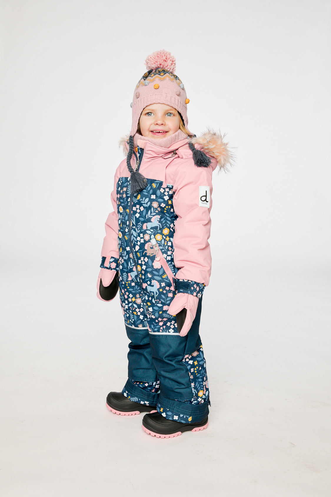 Kids One Piece Discover Snowsuit Blue And Pink Unicorn Print - J10DG70_1J016