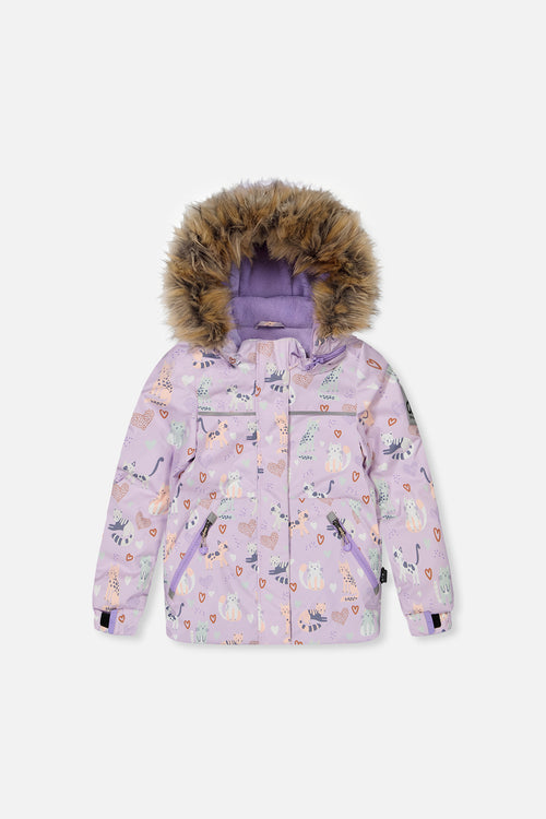 Two Piece Discover Snowsuit Purple Printed Cats