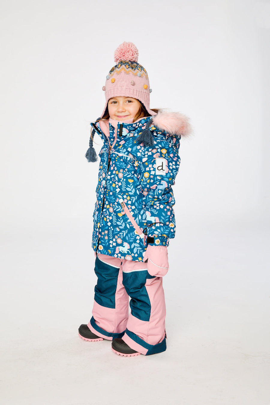 Two Piece Discover Snowsuit Blue And Pink Unicorn Print - J10DG80_1J016