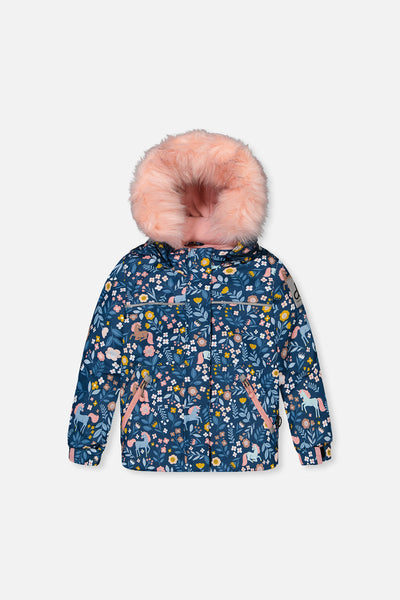 Two Piece Discover Snowsuit Blue And Pink Unicorn Print - J10DG80_1J016