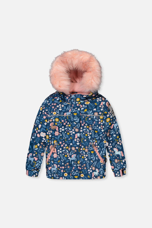 Two Piece Discover Snowsuit Blue And Pink Unicorn Print - J10DG80_1J016