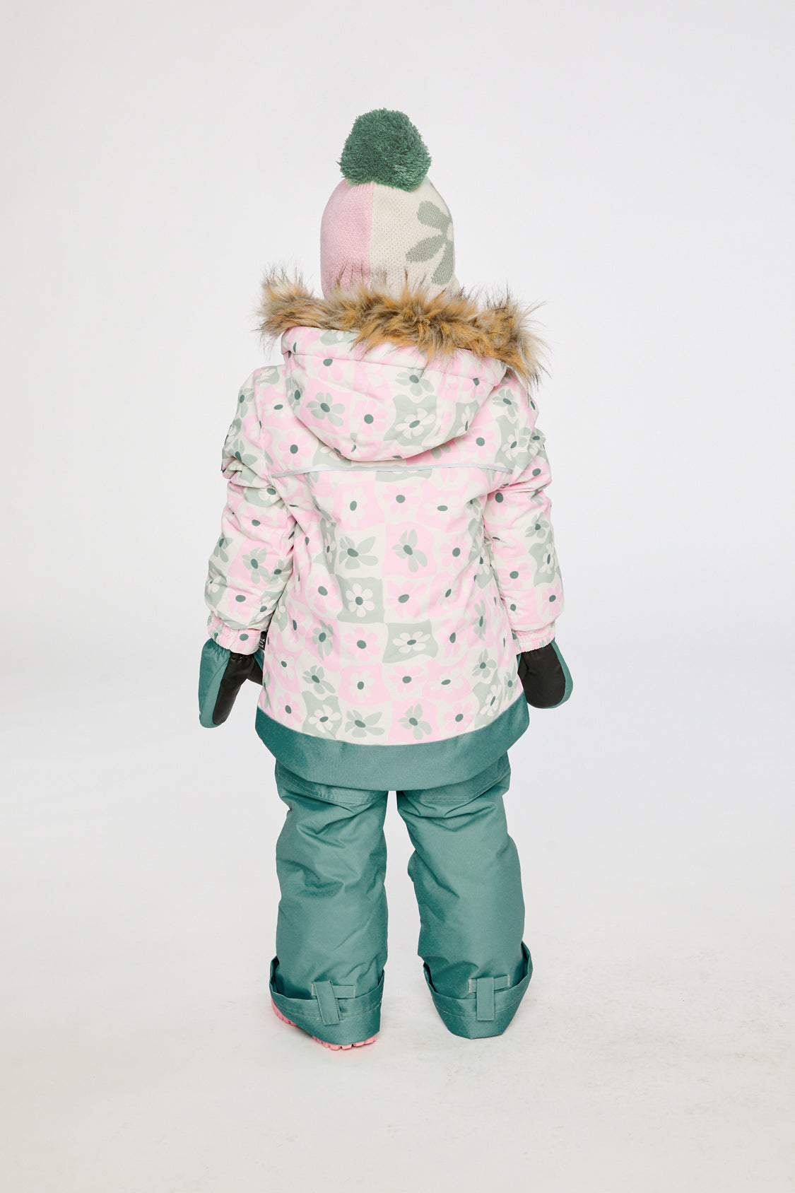 Two Piece Discover Snowsuit White With Retro Pink Print - J10DG80_1J017