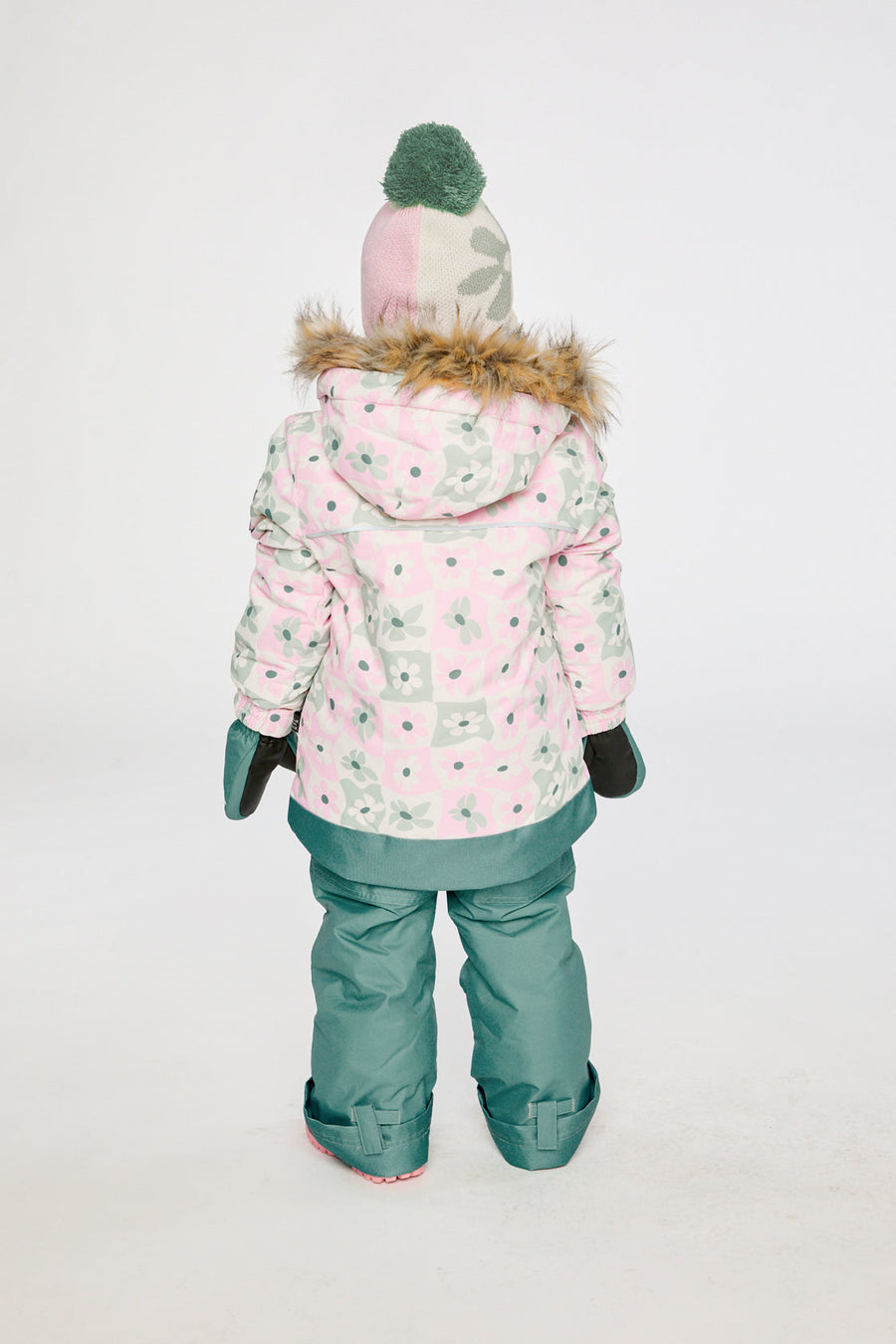 Two Piece Discover Snowsuit White With Retro Pink Print - J10DG80_1J017