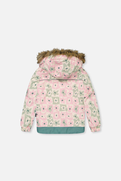 Two Piece Discover Snowsuit White With Retro Pink Print - J10DG80_1J017