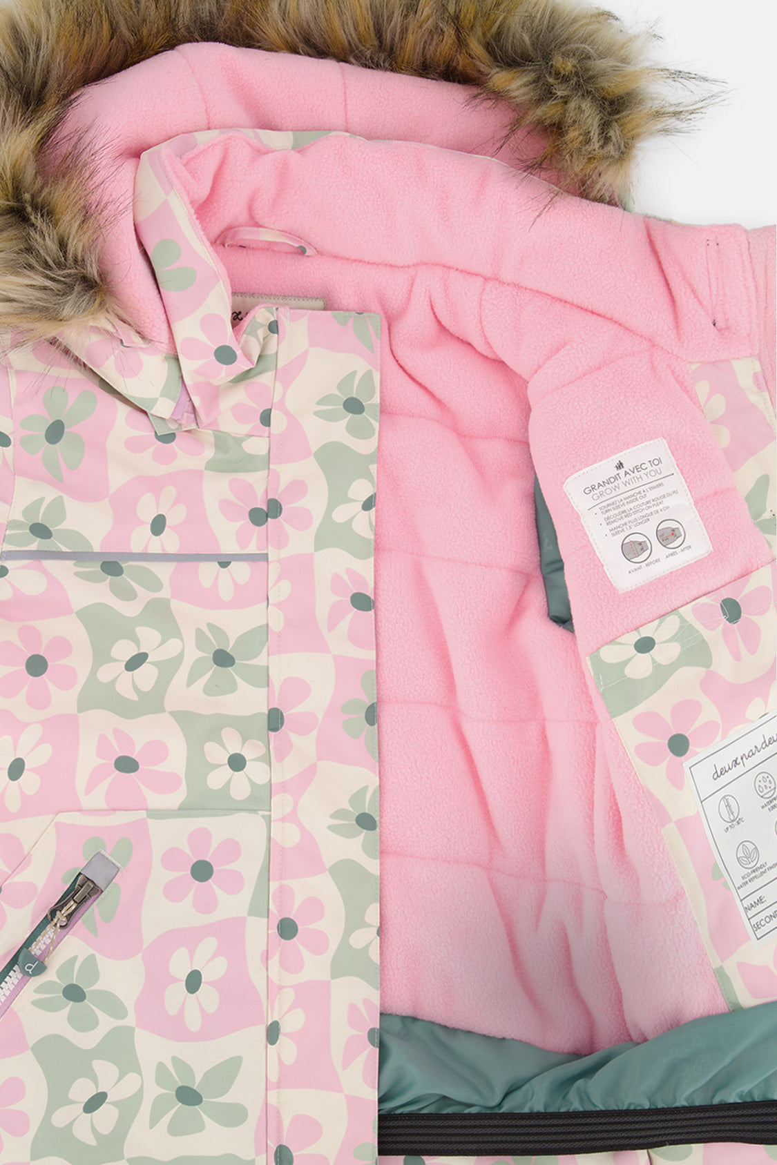 Two Piece Discover Snowsuit White With Retro Pink Print - J10DG80_1J017