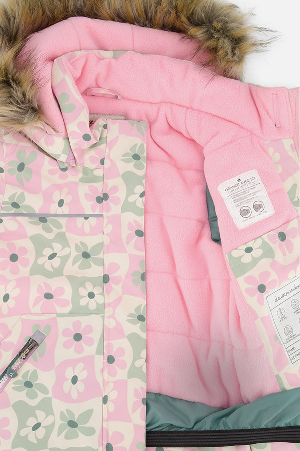 Two Piece Discover Snowsuit White With Retro Pink Print - J10DG80_1J017