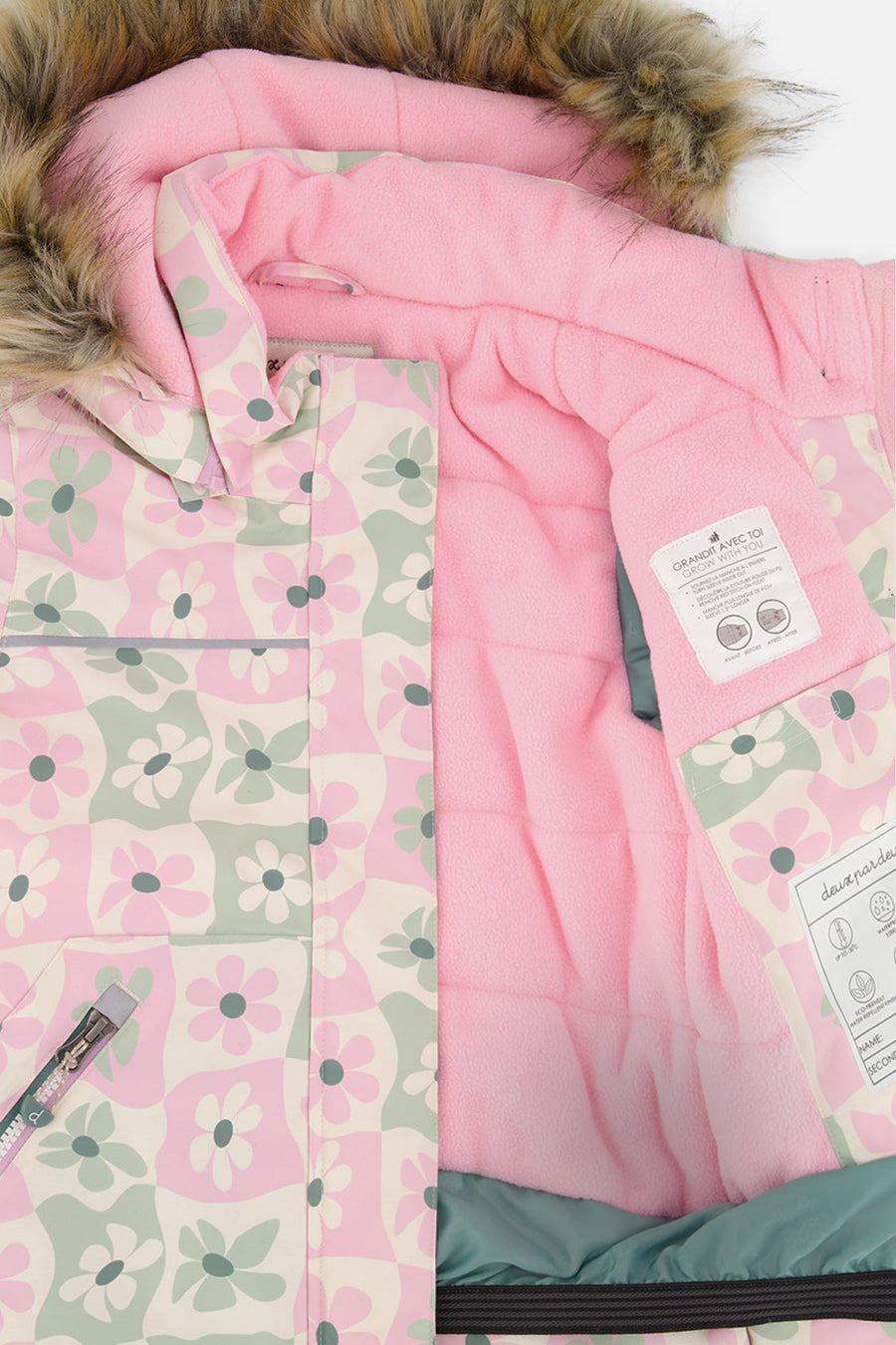 Two Piece Discover Snowsuit White With Retro Pink Print - J10DG80_1J017