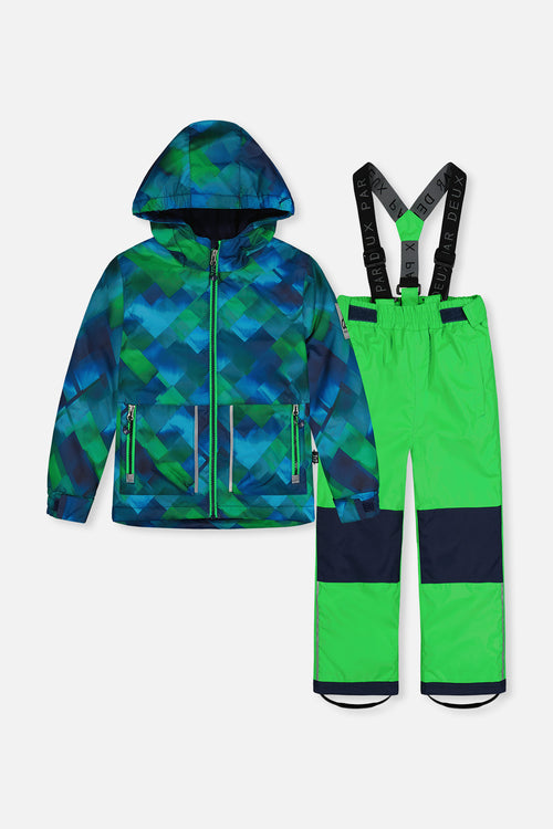 Habit de neige deux pièces léger CHILL bleu et vert imprimé carreaux