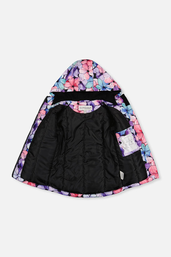 Leichter zweiteiliger Chill-Schneeanzug mit lila Blumenmuster