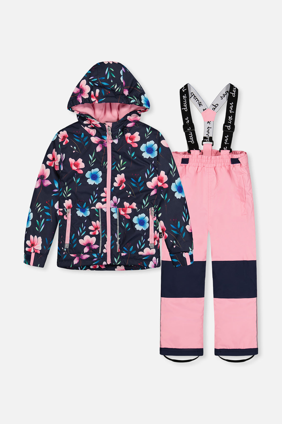 Leichter zweiteiliger Chill-Schneeanzug mit blauem Blumenmuster