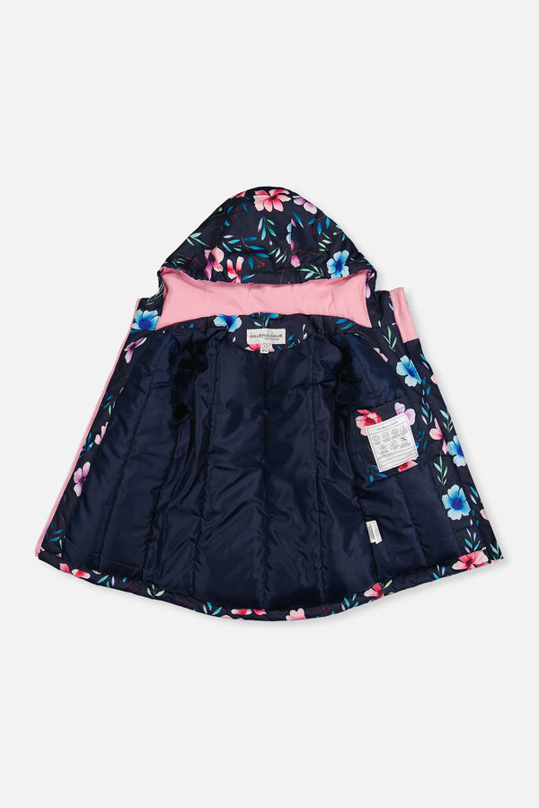 Leichter zweiteiliger Chill-Schneeanzug mit blauem Blumenmuster