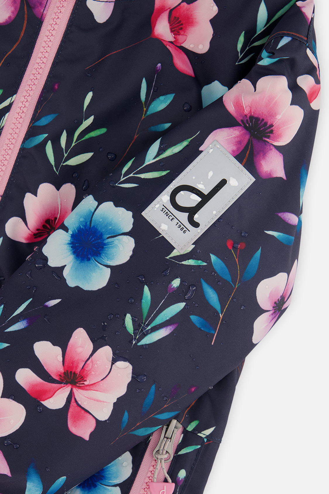 Leichter zweiteiliger Chill-Schneeanzug mit blauem Blumenmuster