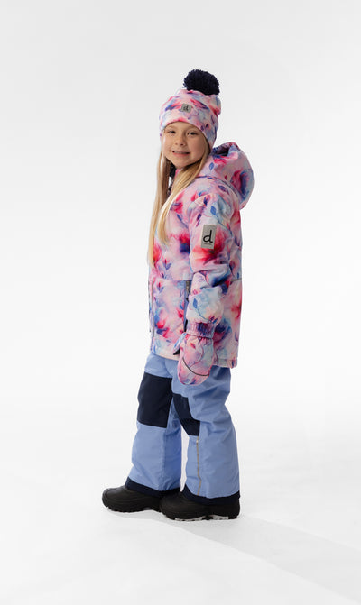 Leichter zweiteiliger Chill-Schneeanzug Mauve mit Blumenmuster