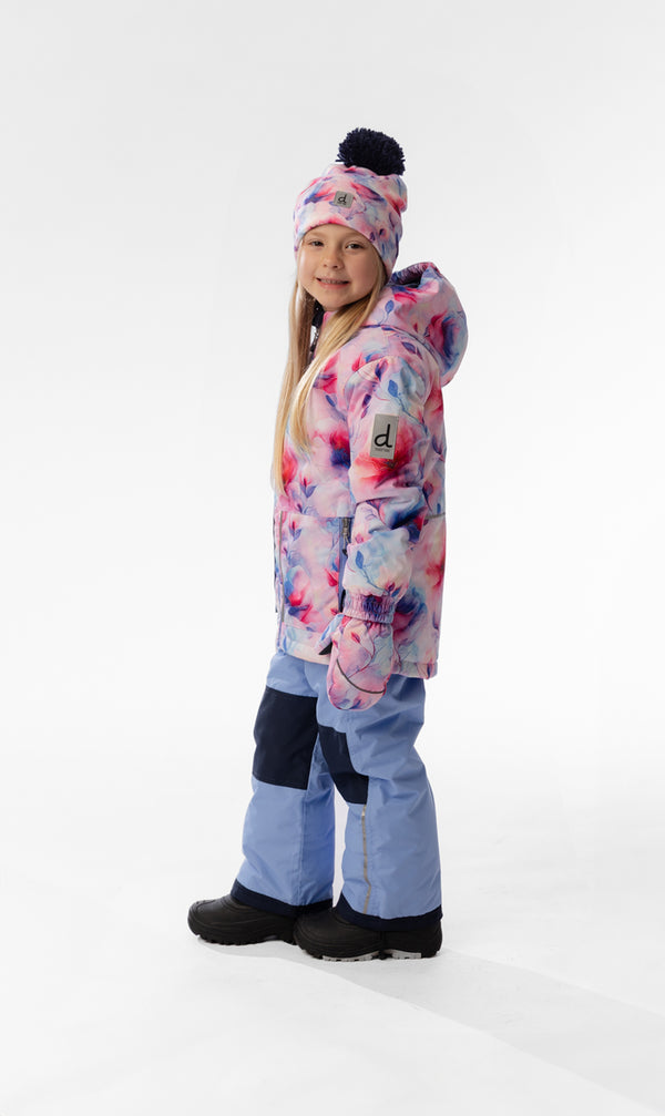 Leichter zweiteiliger Chill-Schneeanzug Mauve mit Blumenmuster