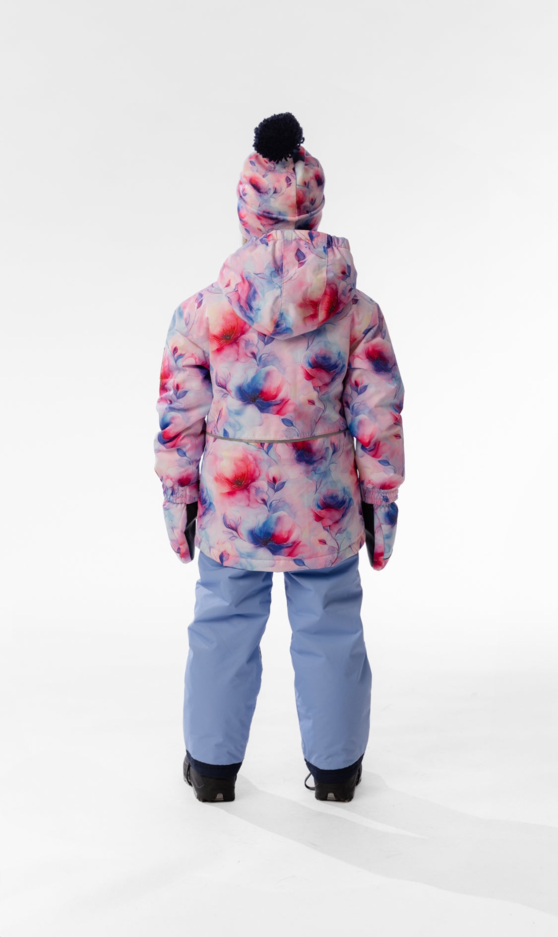 Leichter zweiteiliger Chill-Schneeanzug Mauve mit Blumenmuster