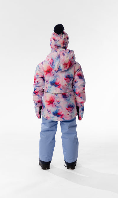 Leichter zweiteiliger Chill-Schneeanzug Mauve mit Blumenmuster
