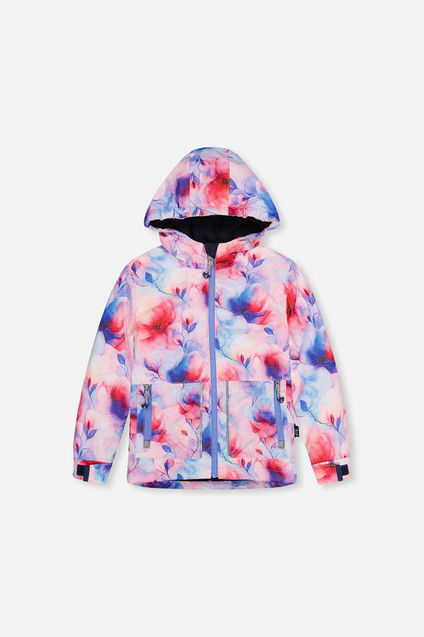 Leichter zweiteiliger Chill-Schneeanzug Mauve mit Blumenmuster