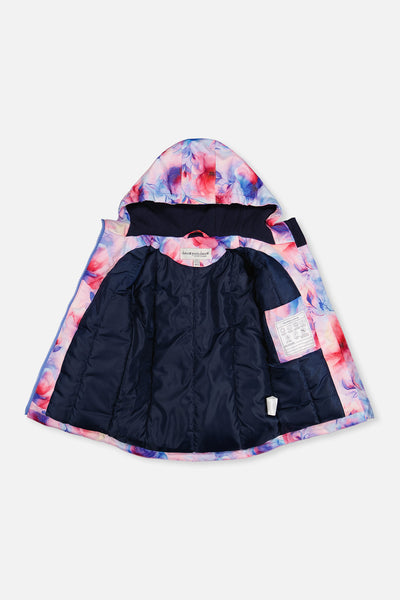 Leichter zweiteiliger Chill-Schneeanzug Mauve mit Blumenmuster