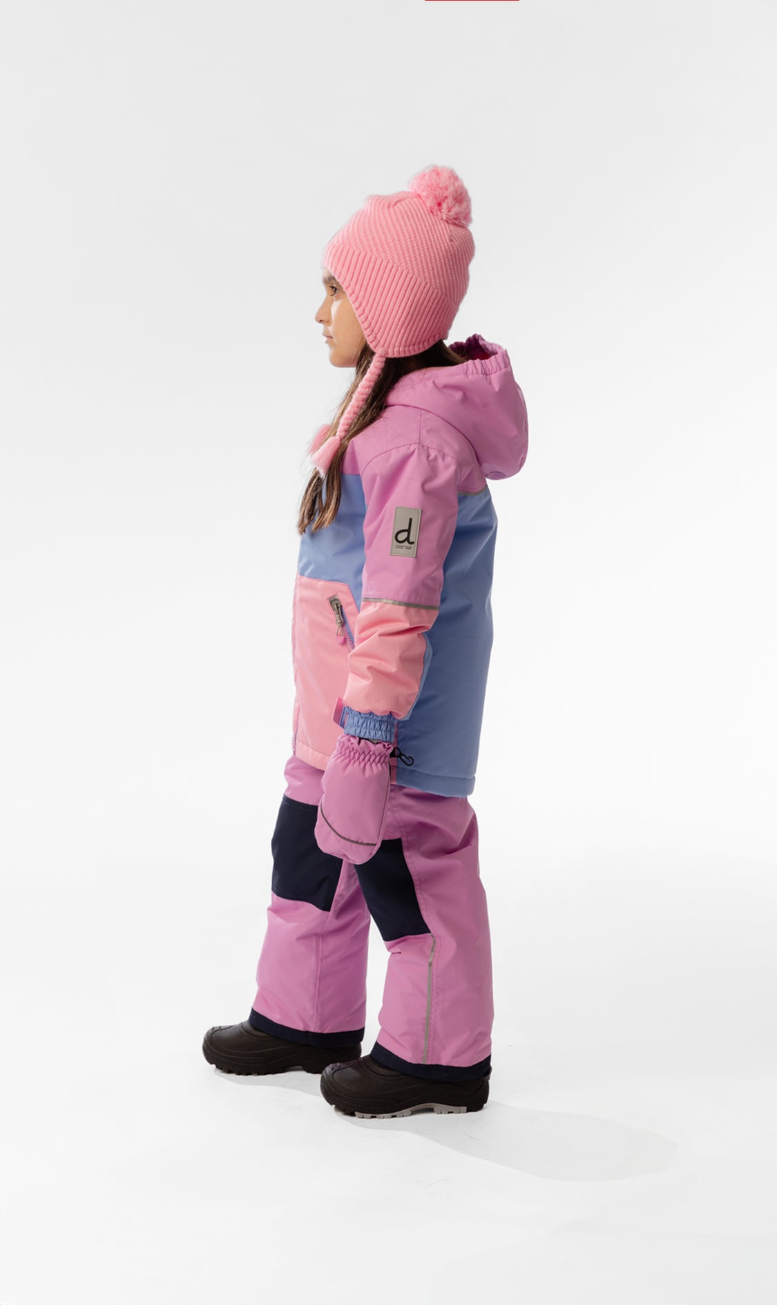 Leichter zweiteiliger Chill-Schneeanzug in Rosa, Blau und Mauve