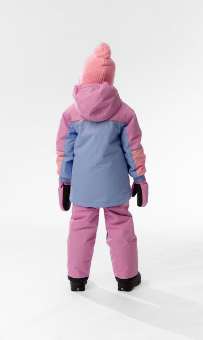 Leichter zweiteiliger Chill-Schneeanzug in Rosa, Blau und Mauve