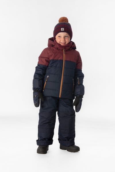 Two Piece Play Snowsuit Navy And Burgundy With Navy Pants