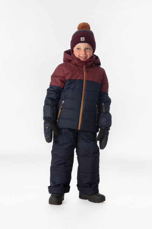 Habit de neige deux pièces PLAY bleu marine et bordeaux avec pantalon bleu marine