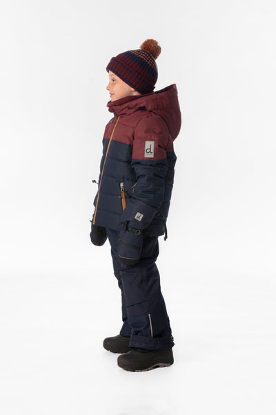 Two Piece Play Snowsuit Navy And Burgundy With Navy Pants