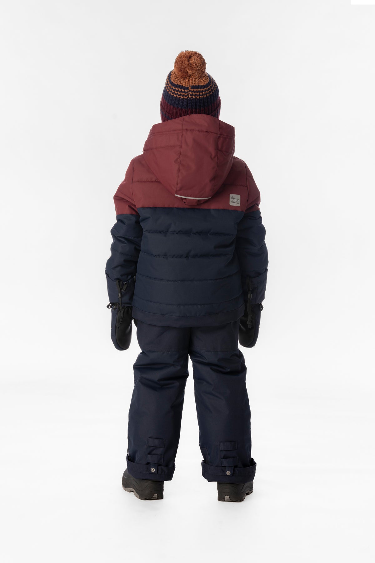 Two Piece Play Snowsuit Navy And Burgundy With Navy Pants