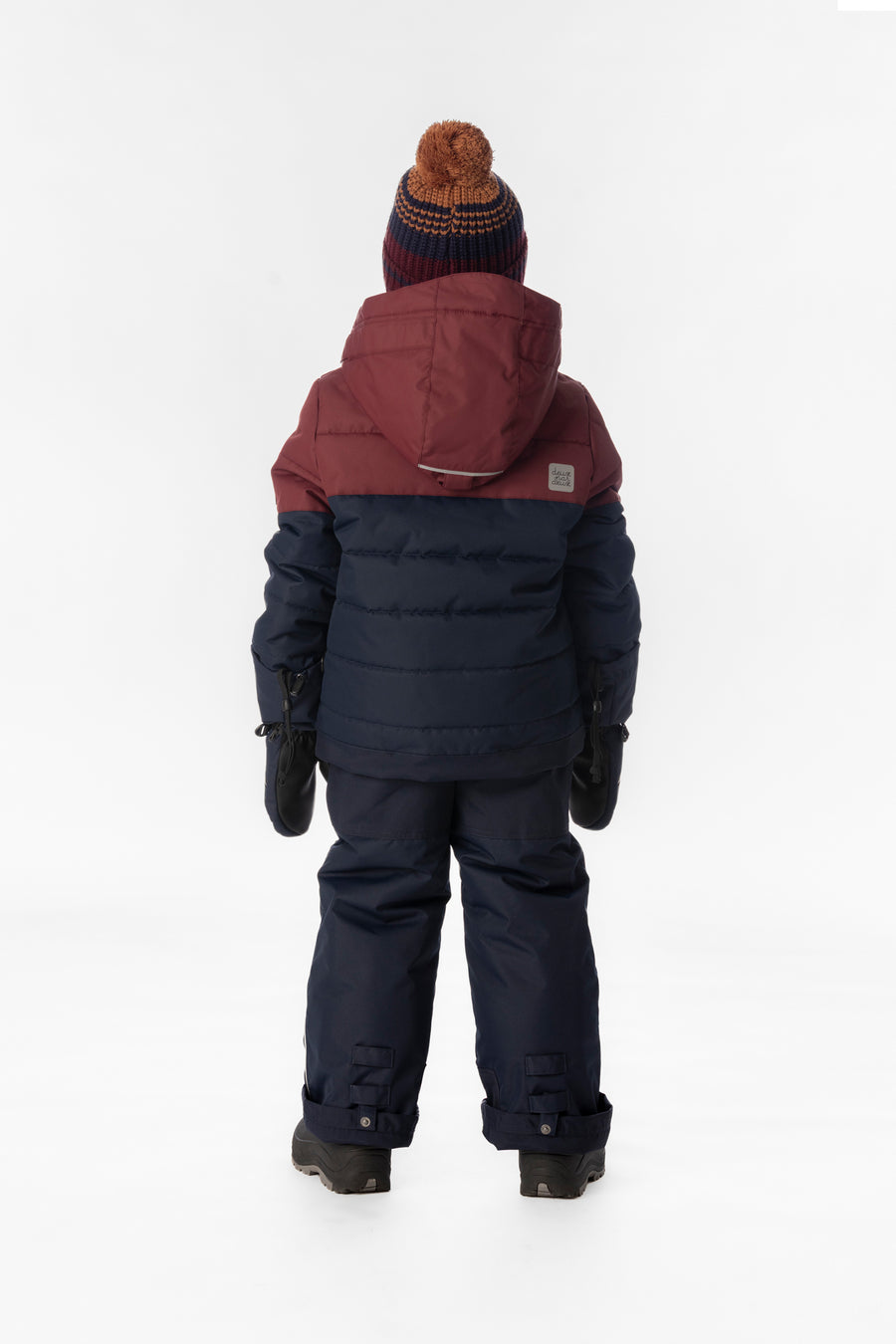 Two Piece Play Snowsuit Navy And Burgundy With Navy Pants