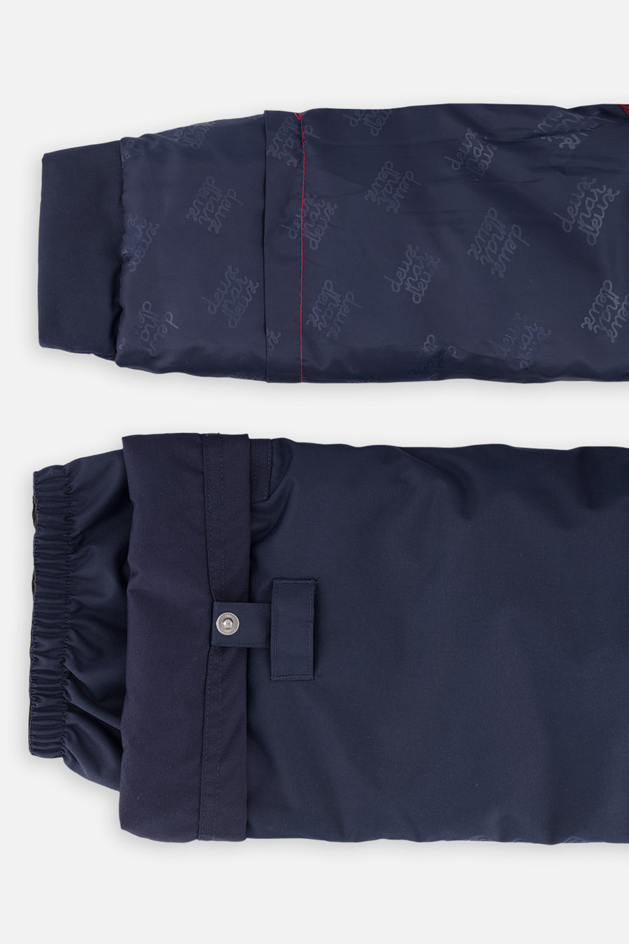 Two Piece Play Snowsuit Navy And Burgundy With Navy Pants
