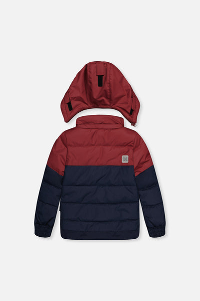 Two Piece Play Snowsuit Navy And Burgundy With Navy Pants