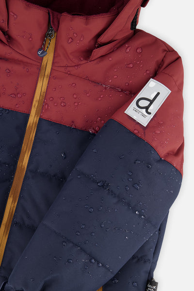 Two Piece Play Snowsuit Navy And Burgundy With Navy Pants