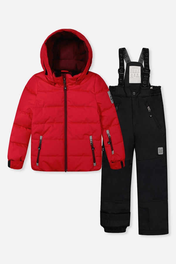 Habit de neige deux pièces PLAY rouge avec pantalon noir