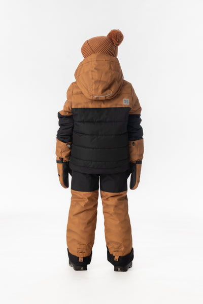 Zweiteiliger PLAY-Schneeanzug zum Spielen in Braun und Schwarz mit brauner Hose