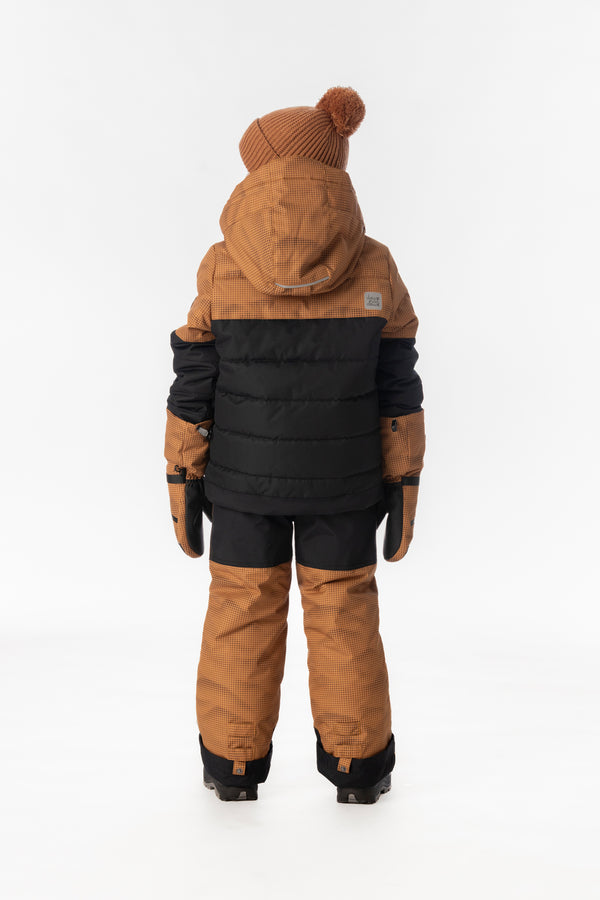 Zweiteiliger PLAY-Schneeanzug zum Spielen in Braun und Schwarz mit brauner Hose