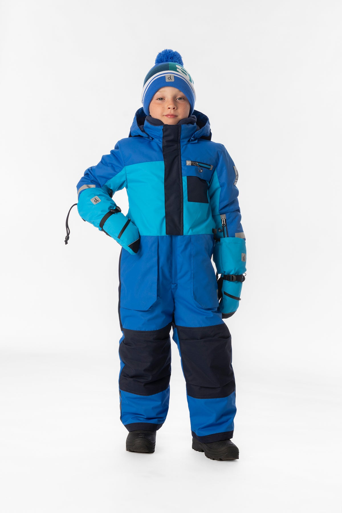 Kids One Piece Play Snowsuit Light And Dark Blue