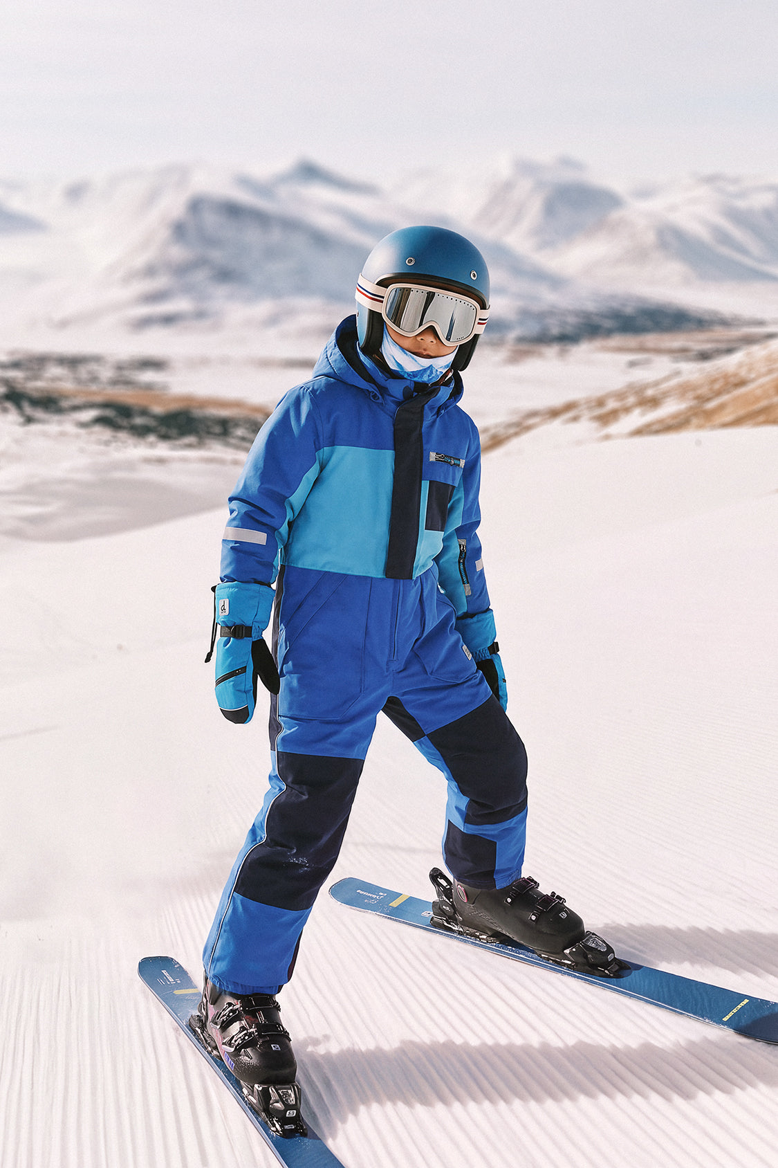 Kids One Piece Play Snowsuit Light And Dark Blue