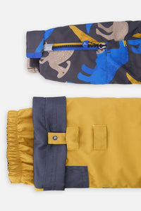 Two Piece Play Snowsuit Grey And Blue Dinosaur Print With Yellow Pants - J10PB41_02130